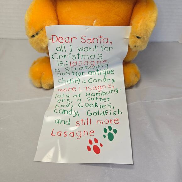 Vintage Dakin Garfield Plush Letter to Santa Hat Stuffed Animal Cat 1981 9" - Picture 2 of 15
